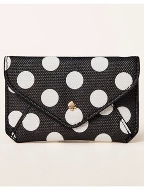 NWOT Kate Spade Black and White Polka Dot Envelope Wallet